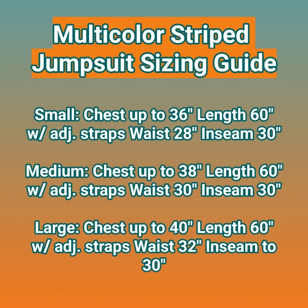 Striped Jumpsuit Multicolor Designer Rainbow Go to NEW listing - Picture 8 of 9